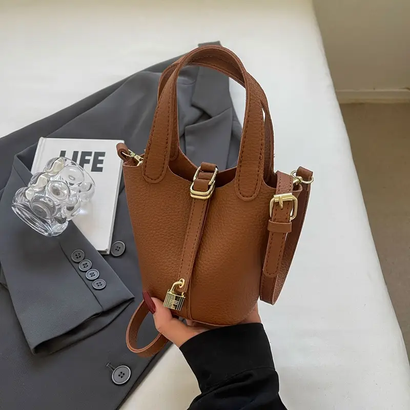 Women's Yellow Leather Shoulder Messenger Bag Set - Image 12