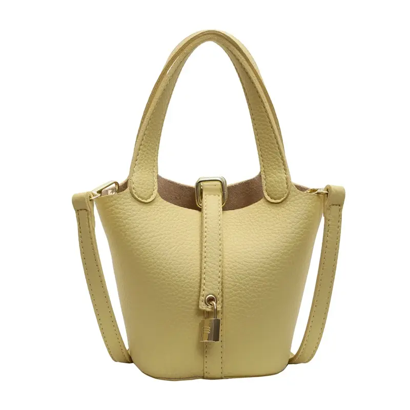 Women's Yellow Leather Shoulder Messenger Bag Set - Image 15