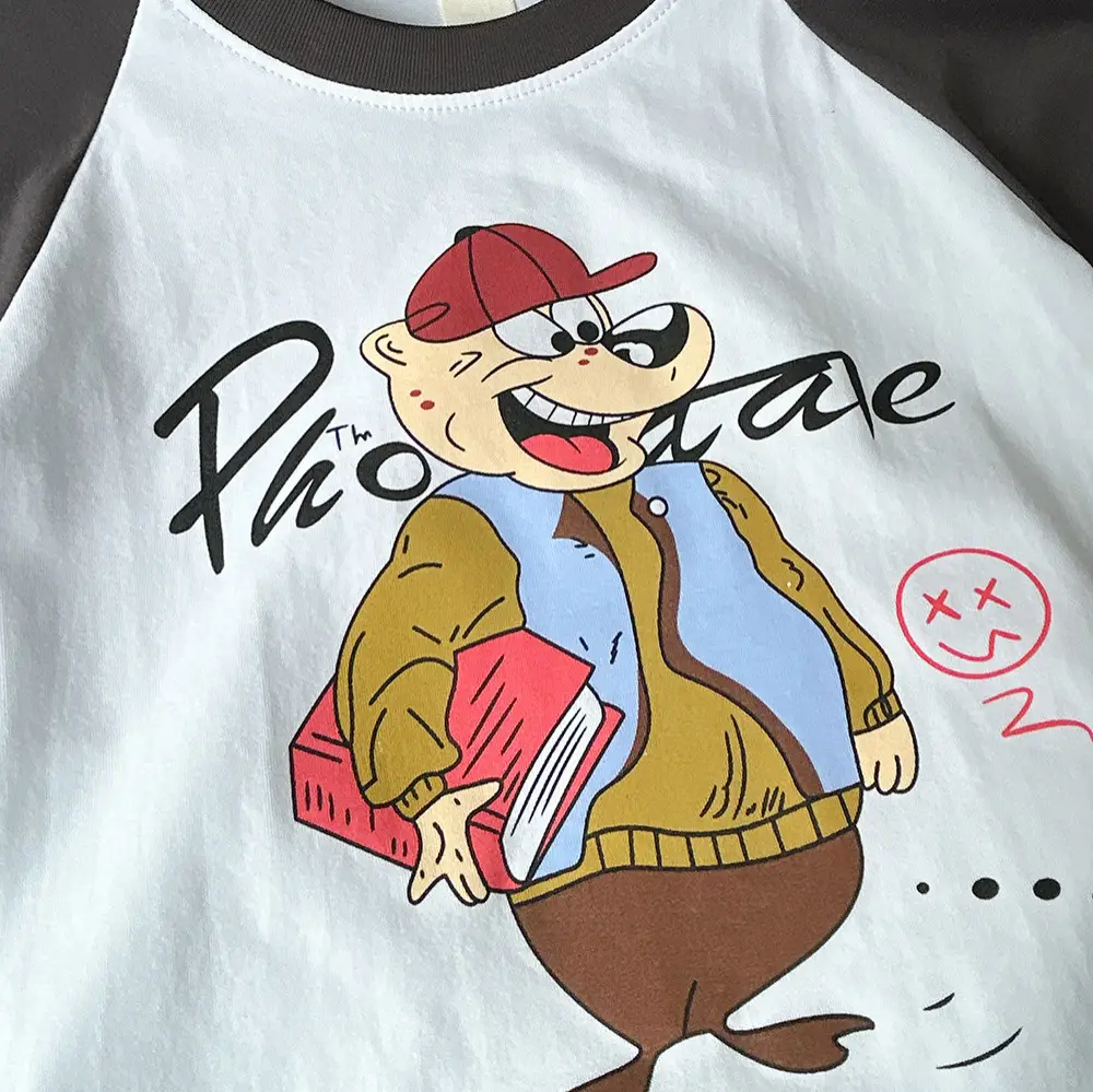 2025 Boys Raglan T-Shirt White Cartoon Print - Image 3