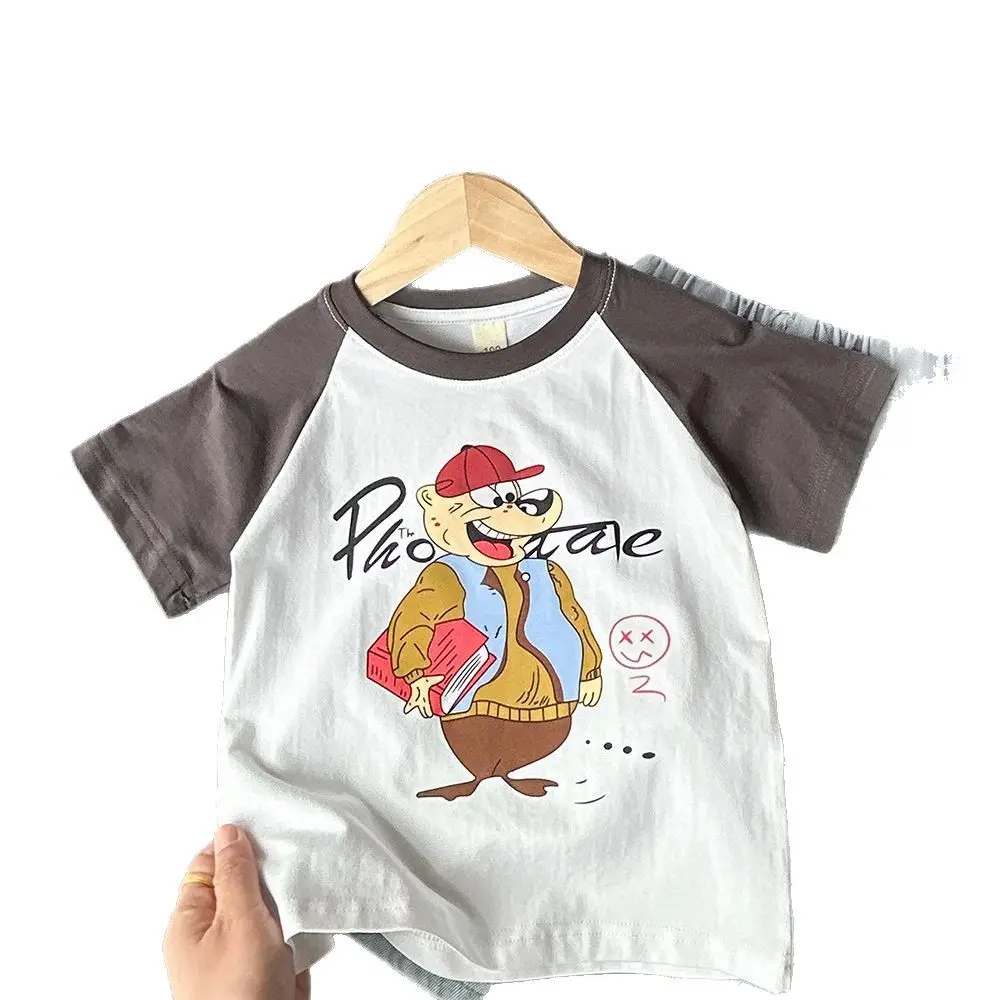 2025 Boys Raglan T-Shirt White Cartoon Print - Image 5