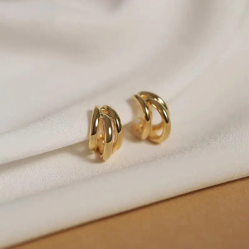 S925 Gold Needle Earrings for Women
