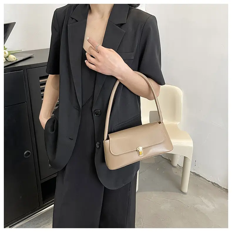 Women's Spring Baguette Shoulder Bag Beige Leather — feature 10