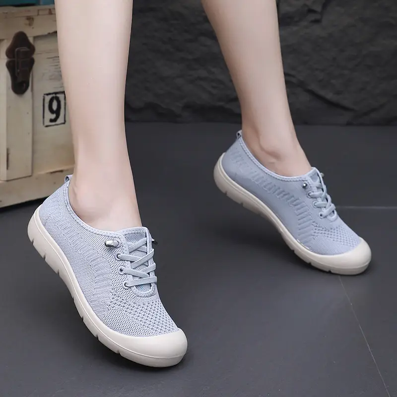 Spring and Autumn New Old Beijing Cloth Shoes Women's Flying Woven Single Shoes Soft Sole Comfortable Slip-on Lazy Shoes Non-slip Moms Shoes
