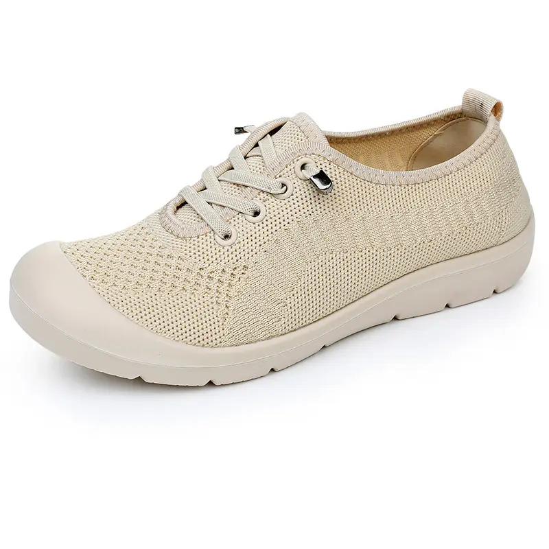 Spring and Autumn New Old Beijing Cloth Shoes Women's Flying Woven Single Shoes Soft Sole Comfortable Slip-on Lazy Shoes Non-slip Moms Shoes