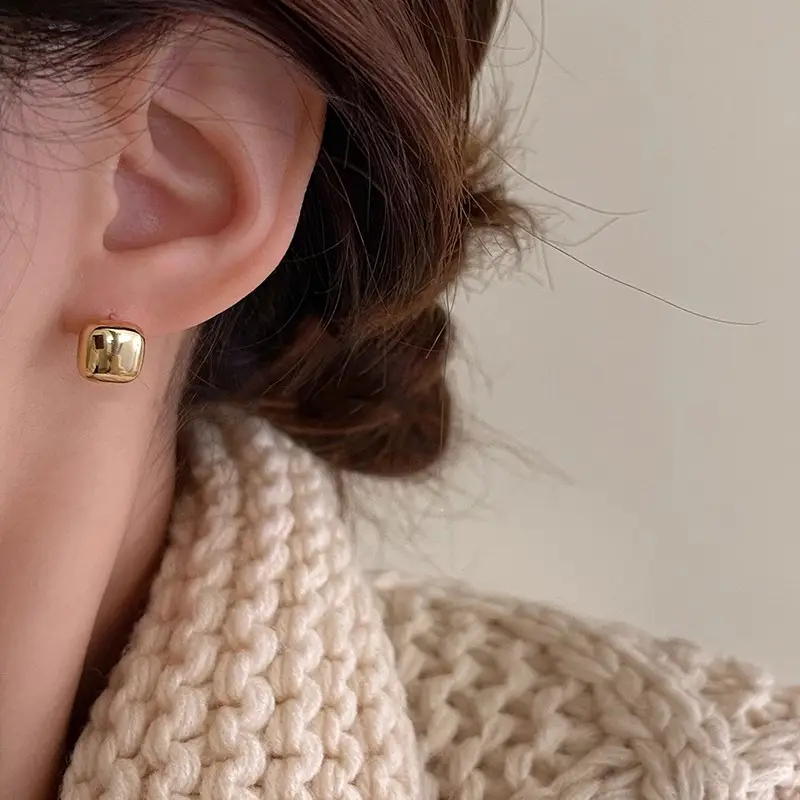 Golden Square Ear Buckle Women's Earrings 2025 - Image 15