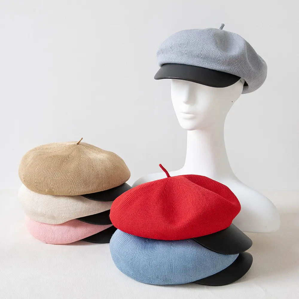 Pink Women's Beanie Cap with Sunshade Hat - Image 8