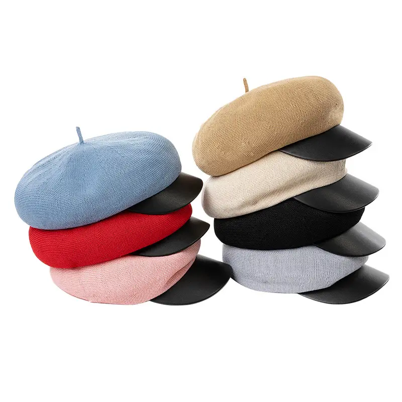 Pink Women's Beanie Cap with Sunshade Hat - Image 12