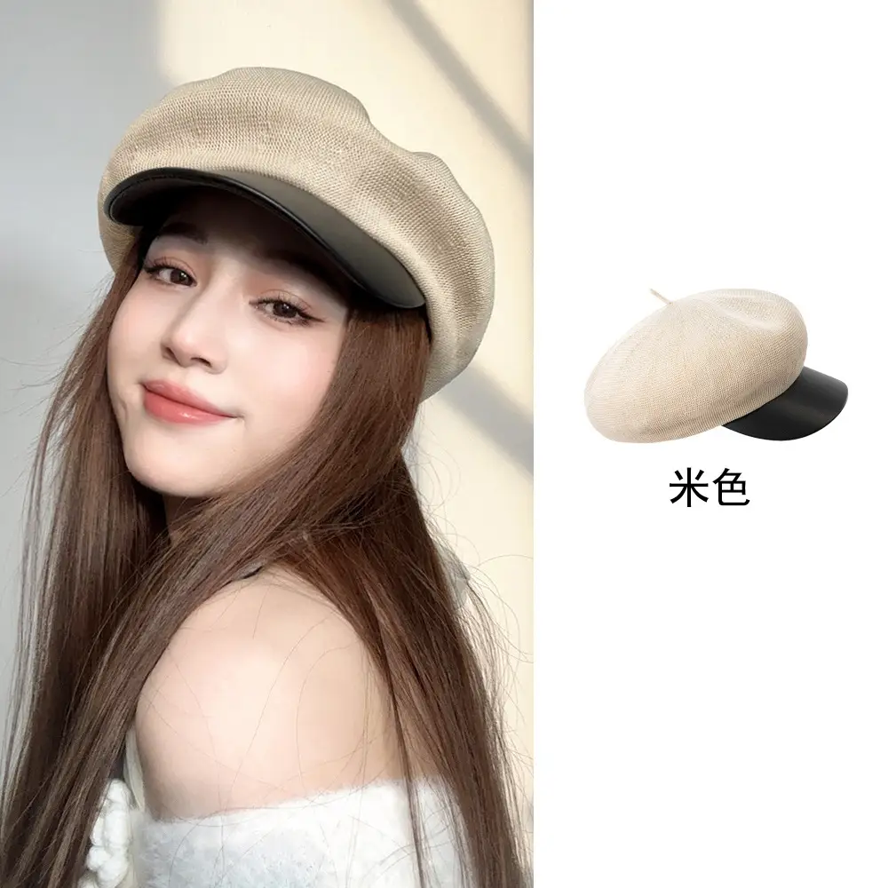 Pink Women's Beanie Cap with Sunshade Hat - Image 2