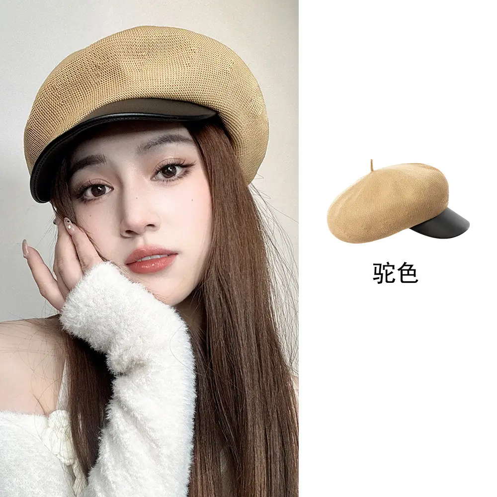 Pink Women's Beanie Cap with Sunshade Hat - Image 4