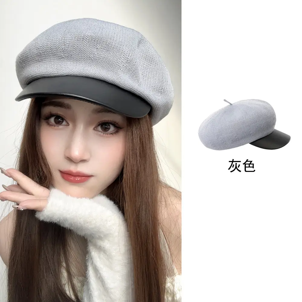 Pink Women's Beanie Cap with Sunshade Hat - Image 6