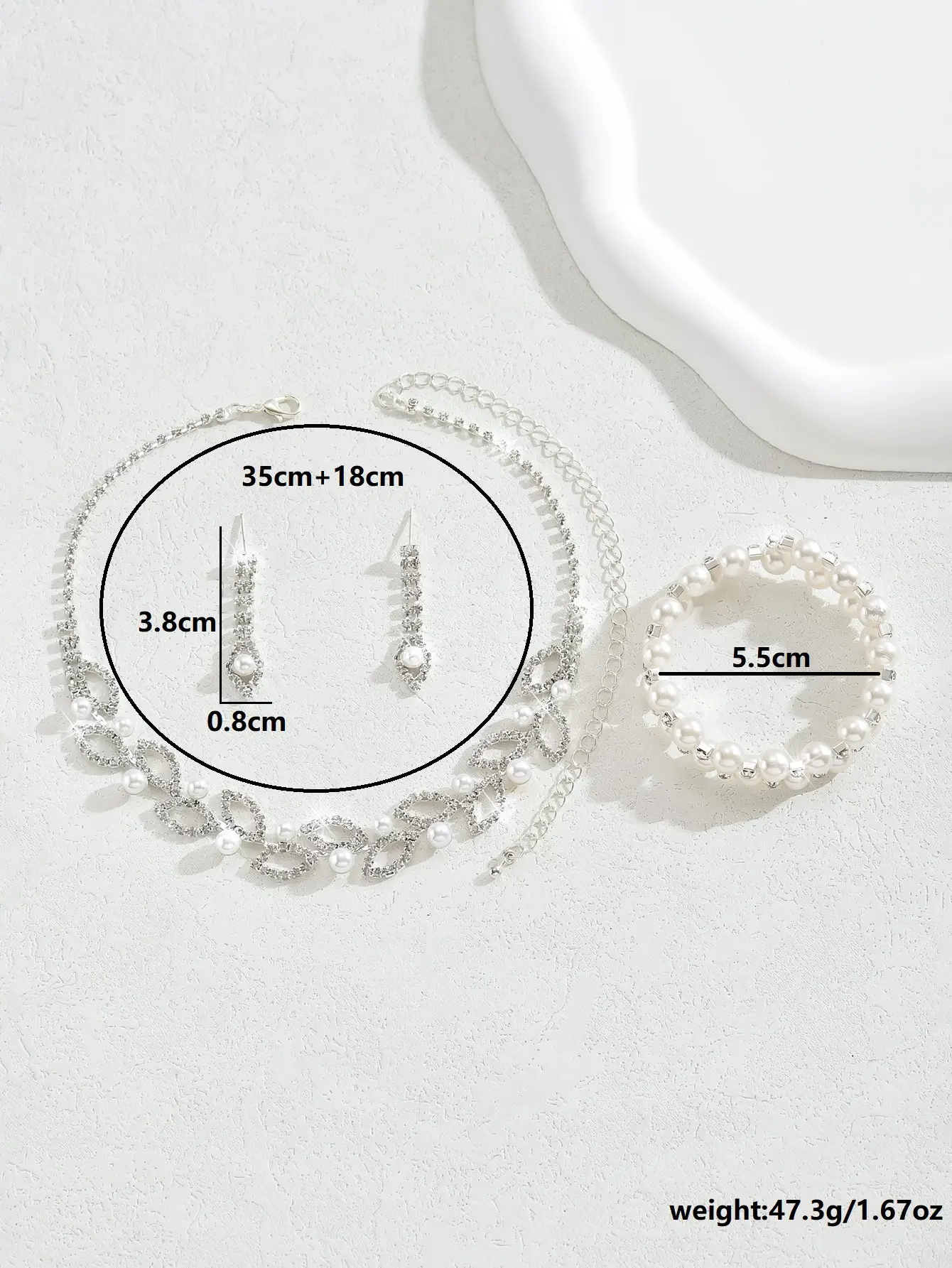 European Rhinestone Full Diamond Necklace Earrings Bracelet Set — feature 3