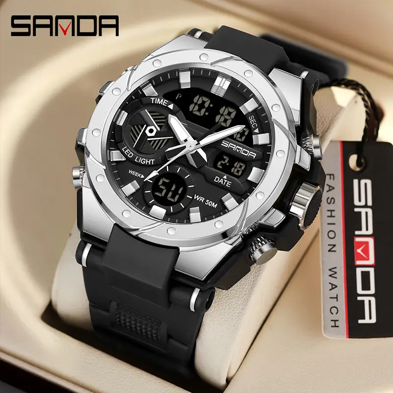 Sanda Men's Multifunctional Gold Black Watch - Image 25