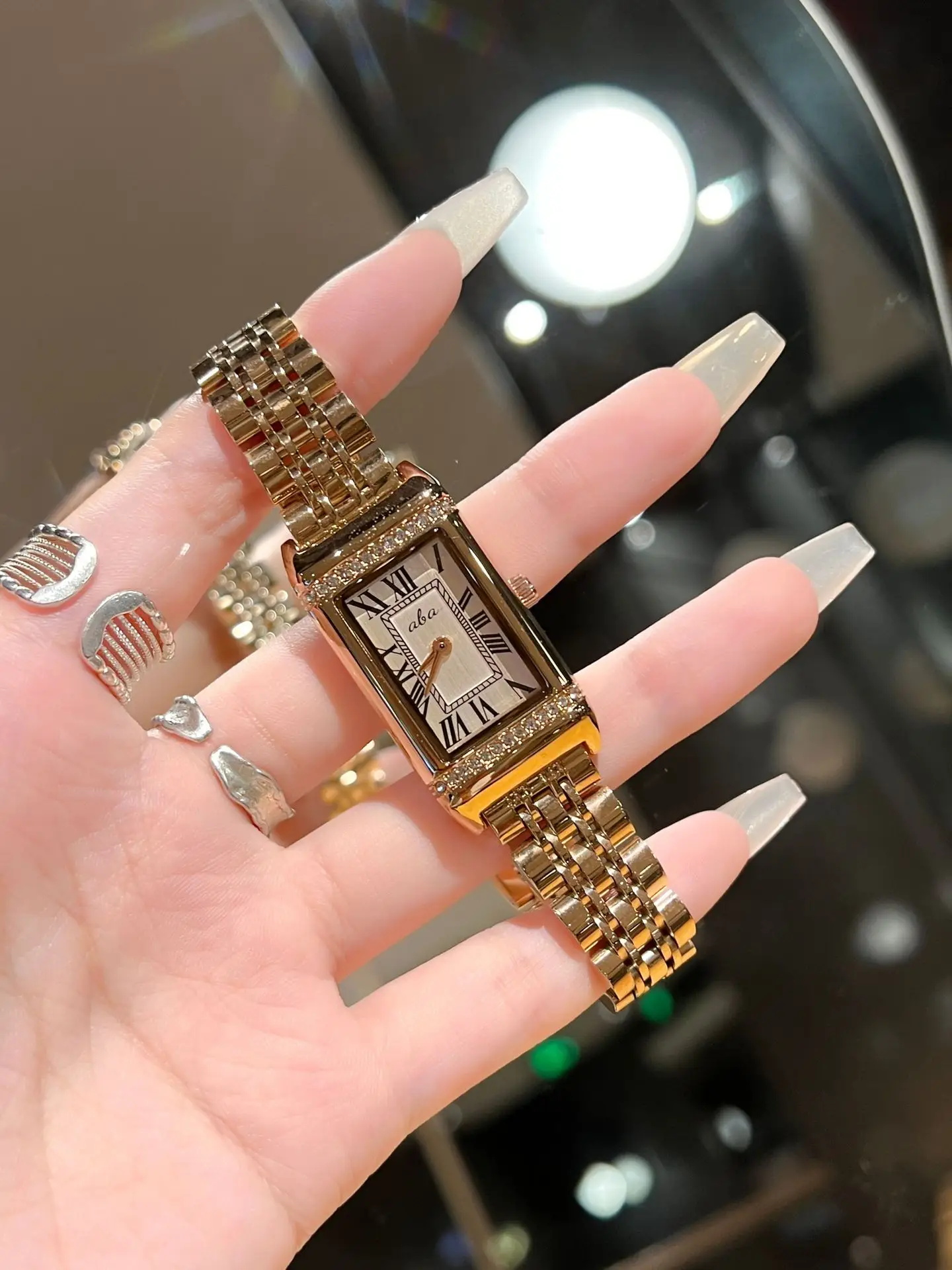 Women's Waterproof Luxury Watch with Red Strap & Diamond Set — feature 1