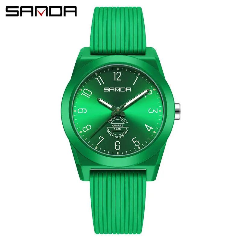 Sanda Green Quartz Watch Silent Waterproof - Image 11