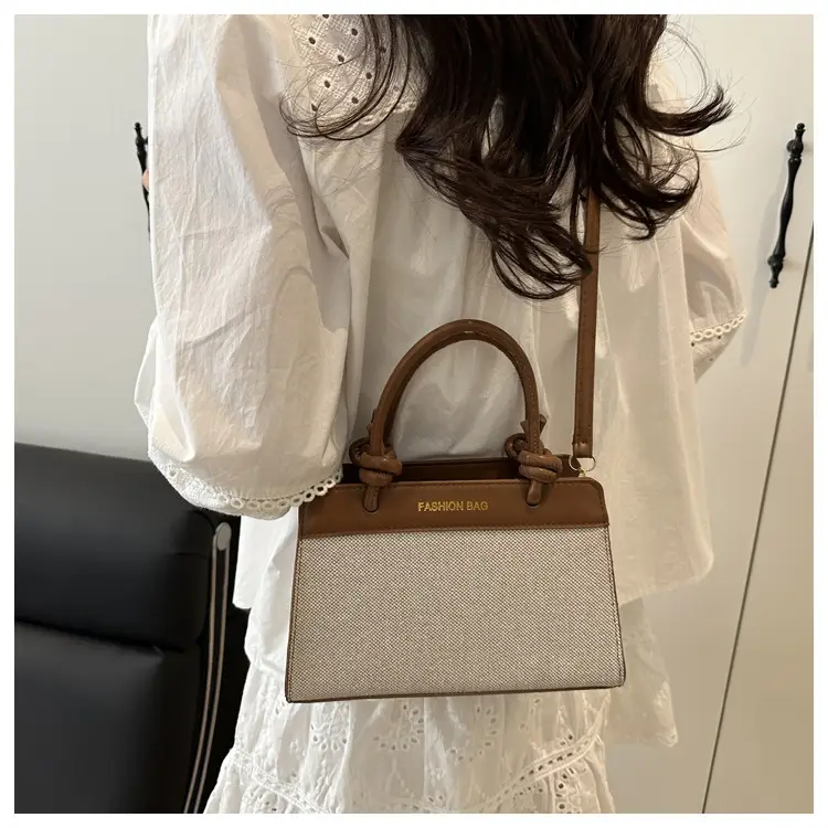 FASHION MG Brown Beige Linen Shoulder Bag Women 2025 — feature 13