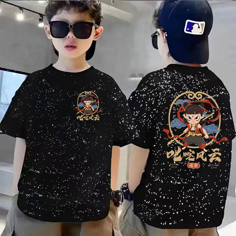 100% Cotton Boys Star T-Shirt Black Cartoon Summer Wear