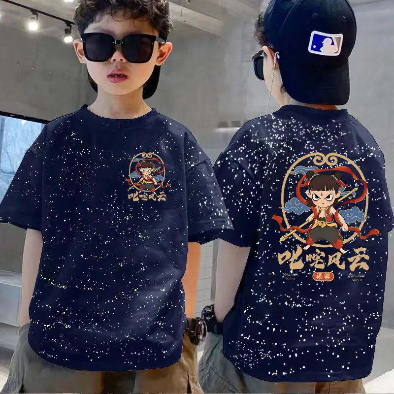 100% Cotton Boys Star T-Shirt Black Cartoon Summer Wear