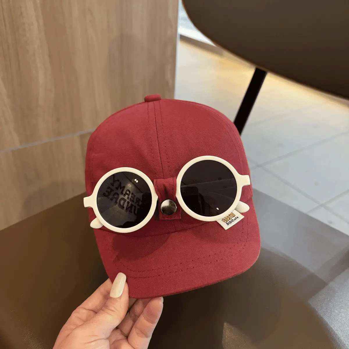 Trendy Kids Sunglasses Cap Red Black - Image 4