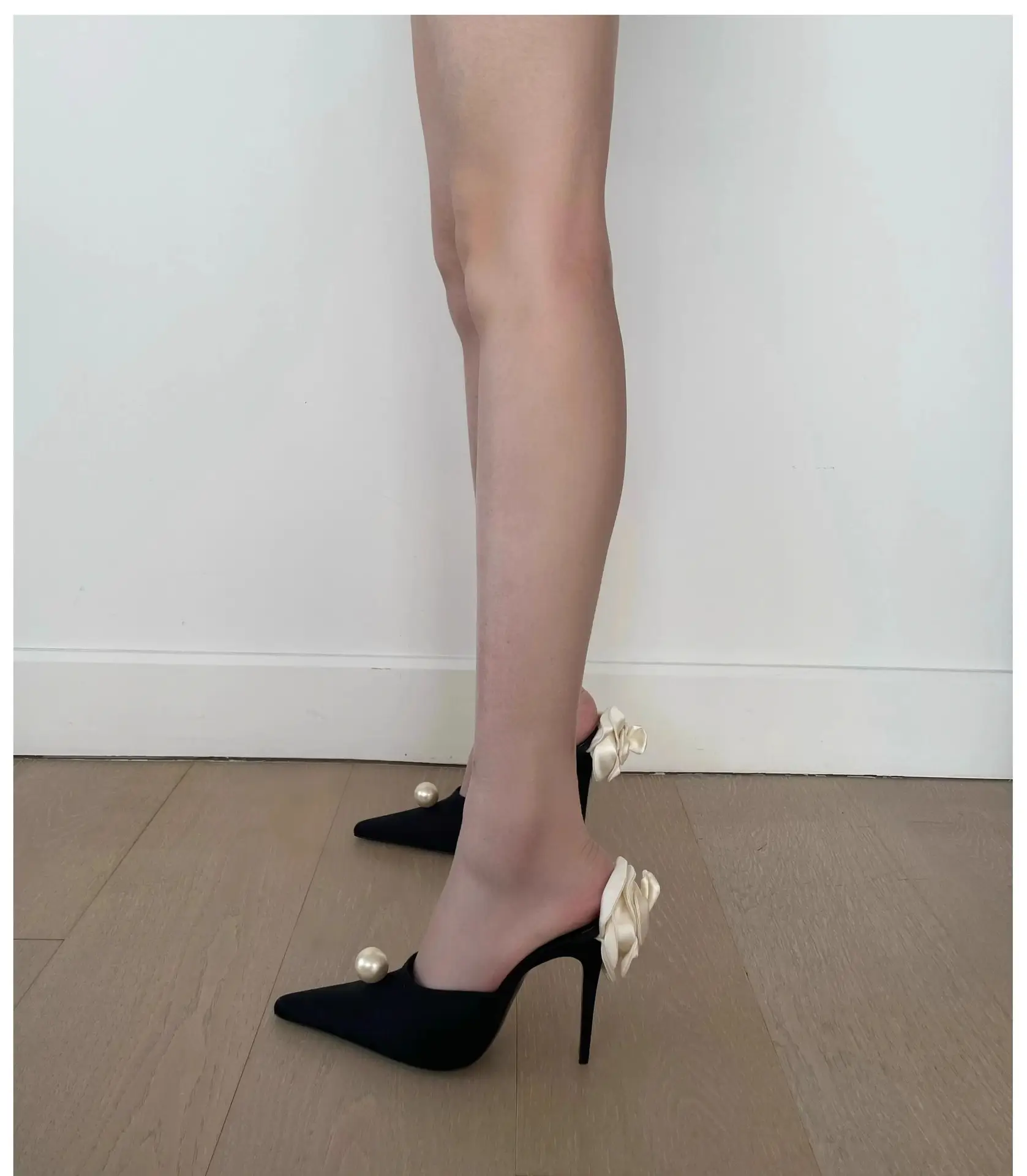 French Pointed Toe Pearl Sandals Stiletto Heel Ladies Banquet — feature 5
