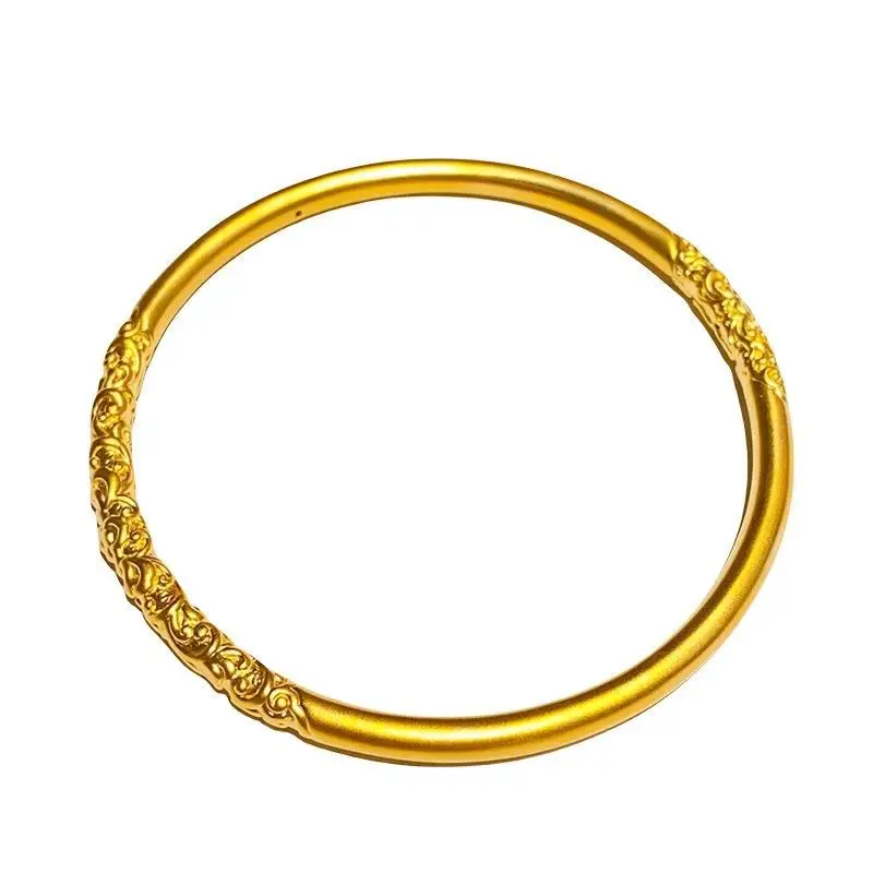 Vietnam sand gold 5mm ancient law inheritance bracelet ladies frosted plain ring solid alloy gold plated bracelet supply wholesale