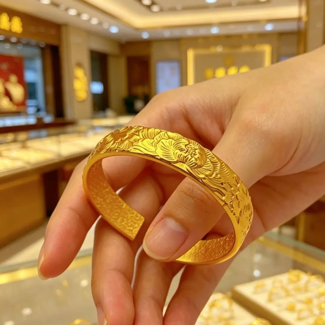 Vietnam sand gold 5mm ancient law inheritance bracelet ladies frosted plain ring solid alloy gold plated bracelet supply wholesale — feature 20