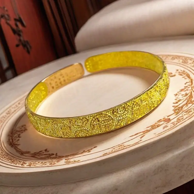 Vietnam sand gold 5mm ancient law inheritance bracelet ladies frosted plain ring solid alloy gold plated bracelet supply wholesale — feature 21