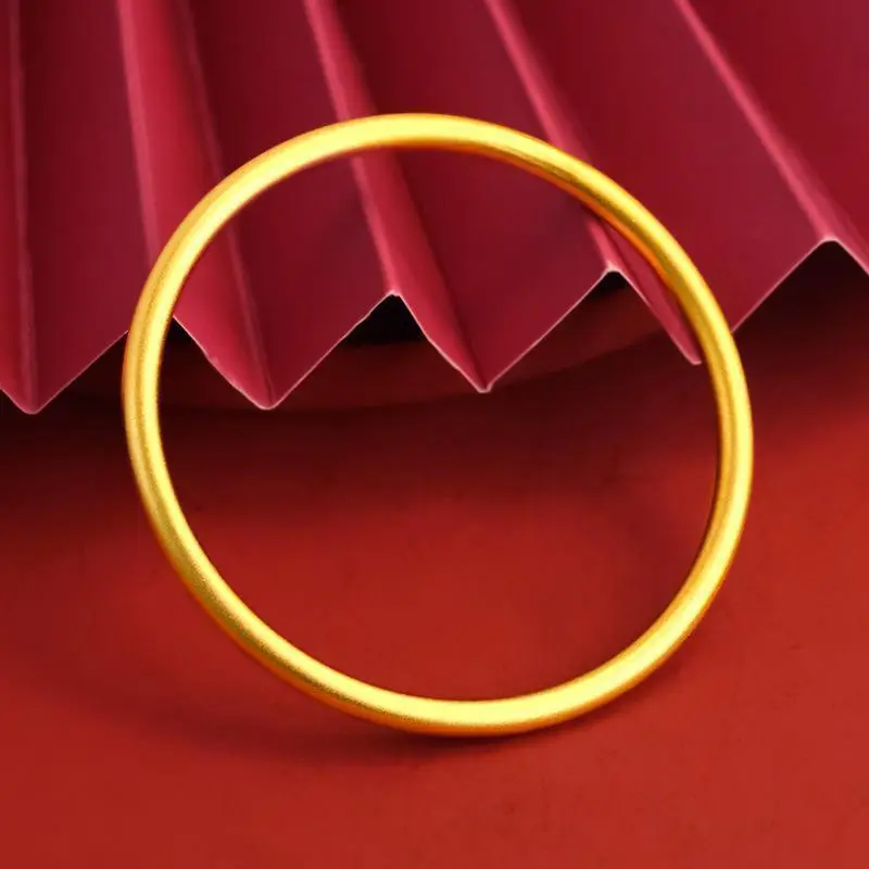 Vietnam sand gold 5mm ancient law inheritance bracelet ladies frosted plain ring solid alloy gold plated bracelet supply wholesale