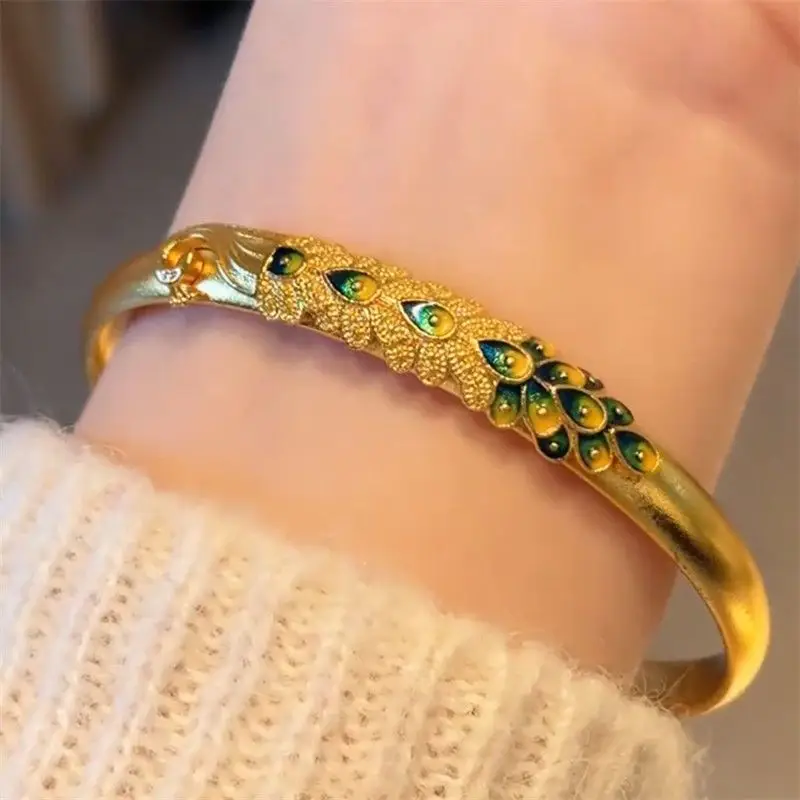 Vietnam sand gold 5mm ancient law inheritance bracelet ladies frosted plain ring solid alloy gold plated bracelet supply wholesale