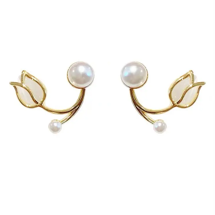 Silver Needle Korean Cat's Eye Pearl Earrings