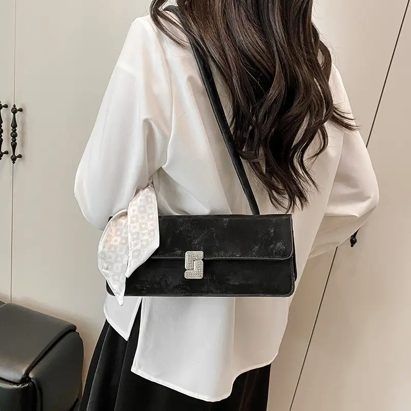Pink Silk Textured Shoulder Bag with Silk Scarf - Image 8