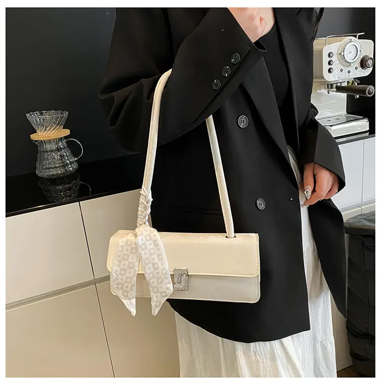 Pink Silk Textured Shoulder Bag with Silk Scarf — feature 19