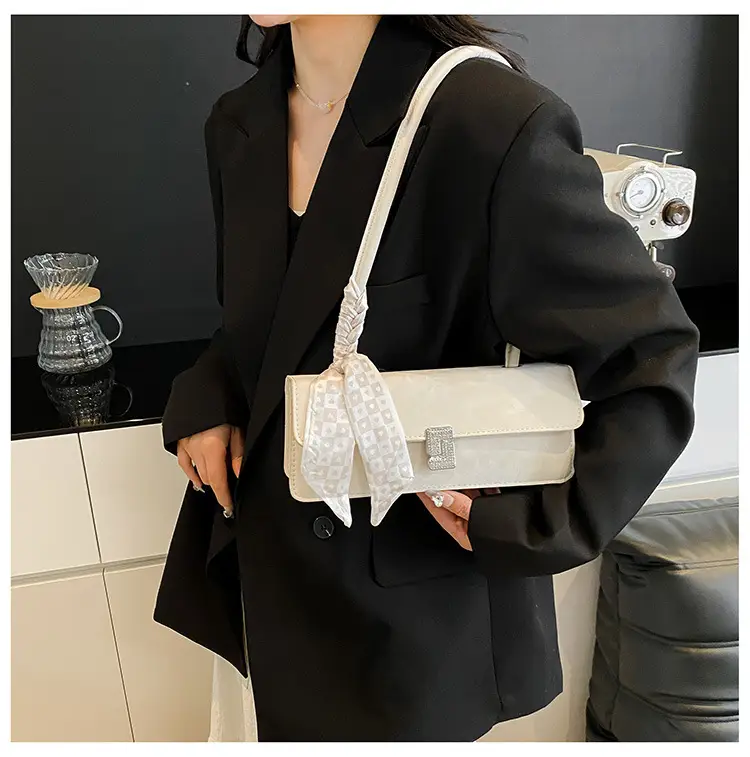 Pink Silk Textured Shoulder Bag with Silk Scarf — feature 21
