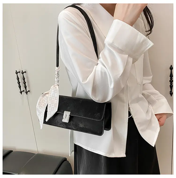 Pink Silk Textured Shoulder Bag with Silk Scarf — feature 24
