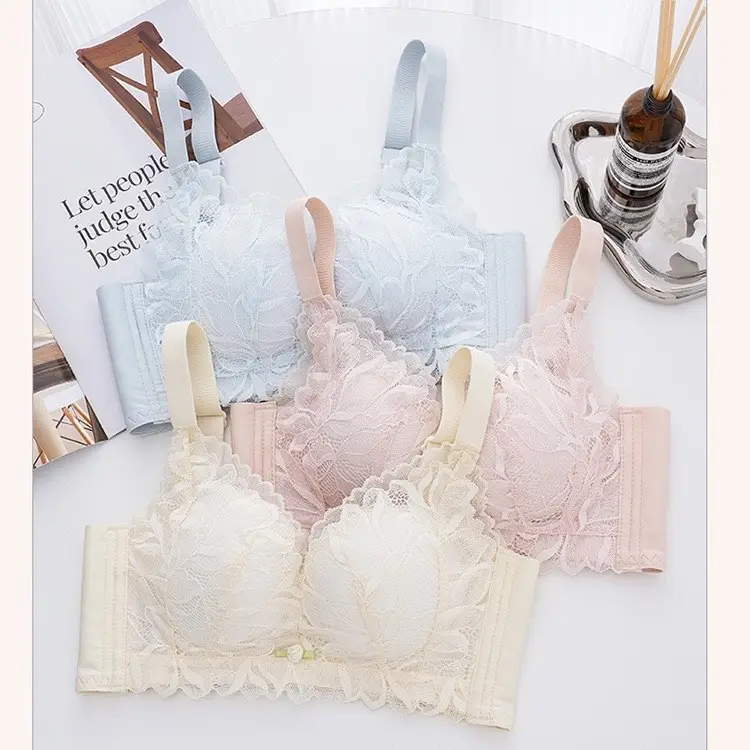 Women's Adjustable Full Cup Bra Pink Lace - Image 5