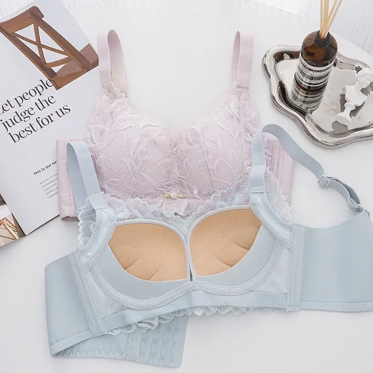 Women's Adjustable Full Cup Bra Pink Lace - Image 6