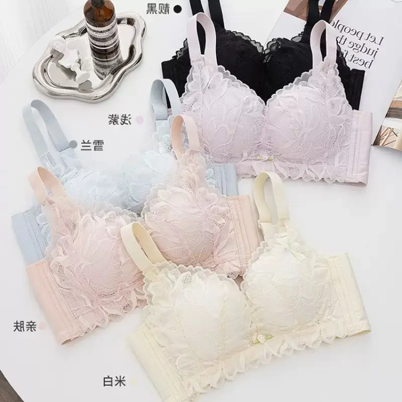Women's Adjustable Full Cup Bra Pink Lace — feature 1