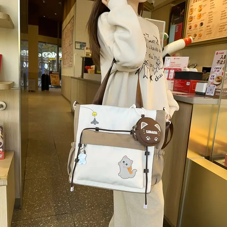 Cute Cat Crossbody Bag for Girls Large Capacity Shoulder Bag