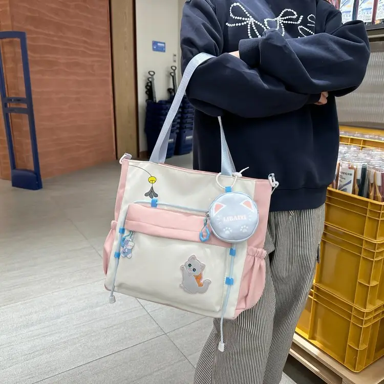 Cute Cat Crossbody Bag for Girls Large Capacity Shoulder Bag