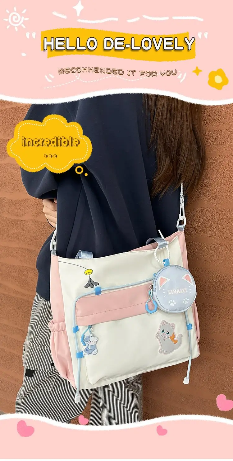 Cute Cat Crossbody Bag for Girls Large Capacity Shoulder Bag — feature 1