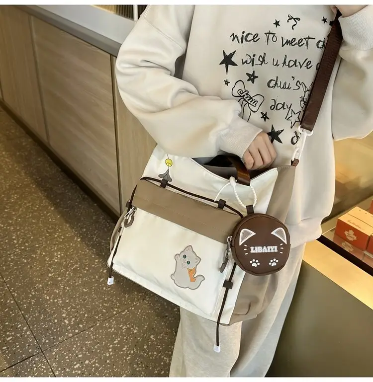 Cute Cat Crossbody Bag for Girls Large Capacity Shoulder Bag — feature 13