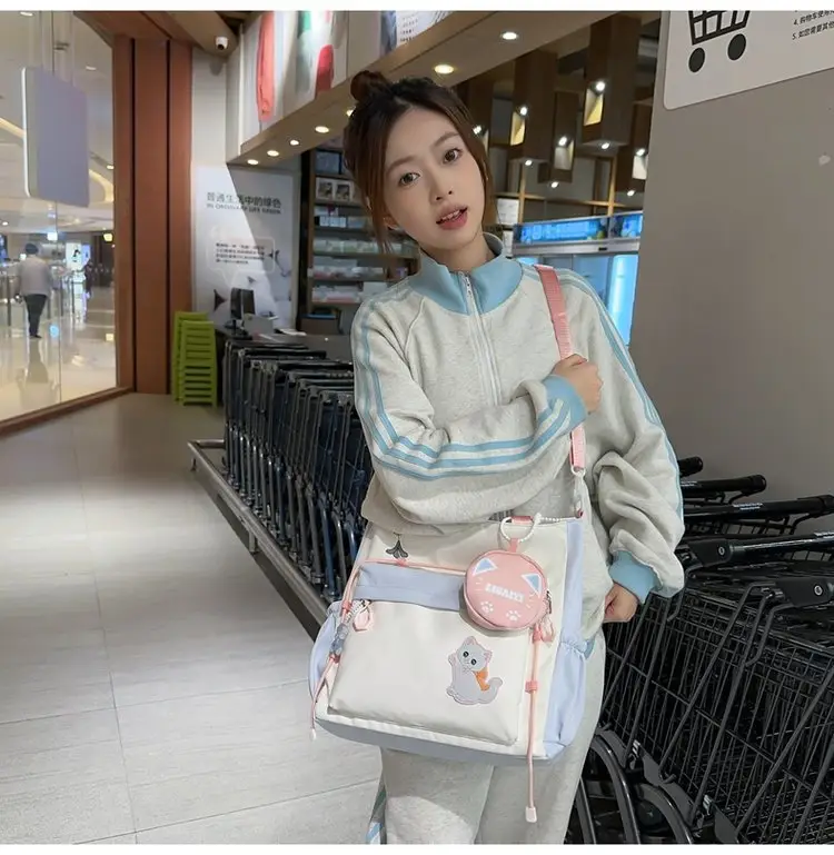 Cute Cat Crossbody Bag for Girls Large Capacity Shoulder Bag — feature 20