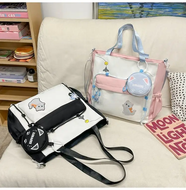 Cute Cat Crossbody Bag for Girls Large Capacity Shoulder Bag — feature 28