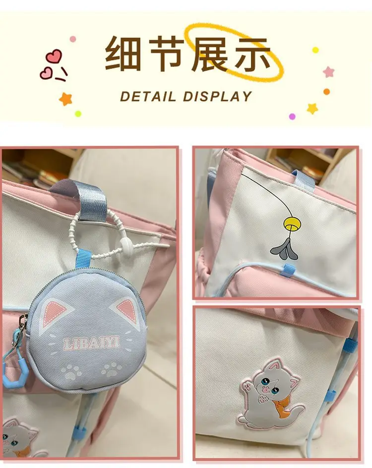 Cute Cat Crossbody Bag for Girls Large Capacity Shoulder Bag — feature 39
