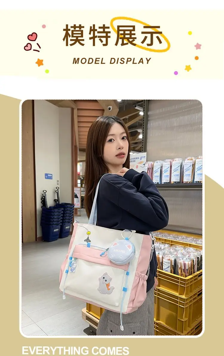 Cute Cat Crossbody Bag for Girls Large Capacity Shoulder Bag — feature 5