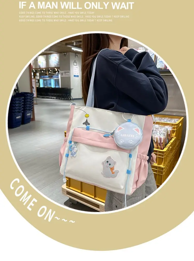 Cute Cat Crossbody Bag for Girls Large Capacity Shoulder Bag — feature 6
