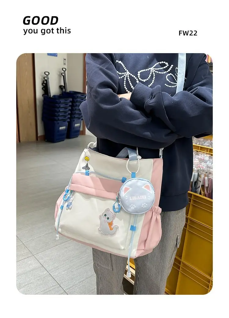 Cute Cat Crossbody Bag for Girls Large Capacity Shoulder Bag — feature 8