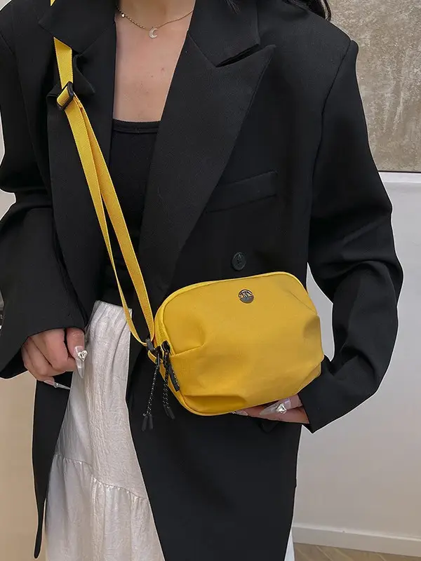 Yellow Nylon Crossbody Bag for Women