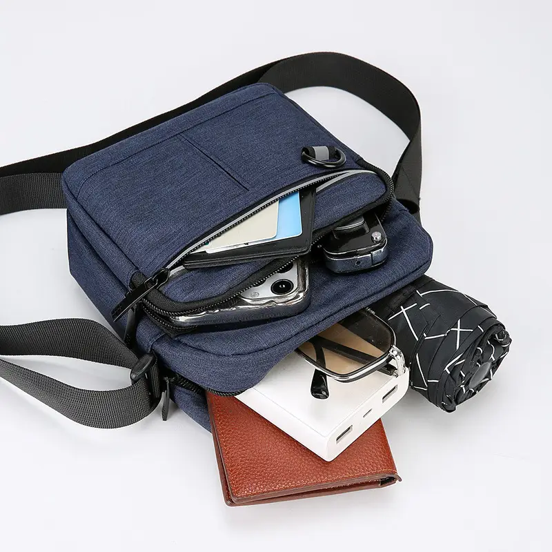 Men's Blue Nylon Shoulder Messenger Bag Set - Image 12