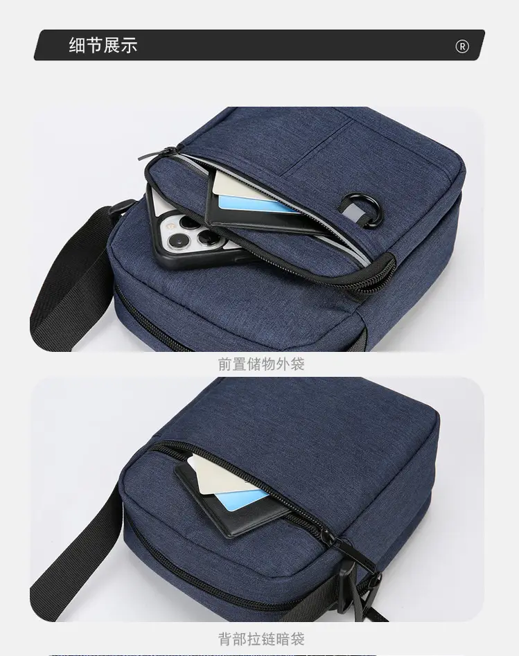 Men's Blue Nylon Shoulder Messenger Bag Set — feature 38