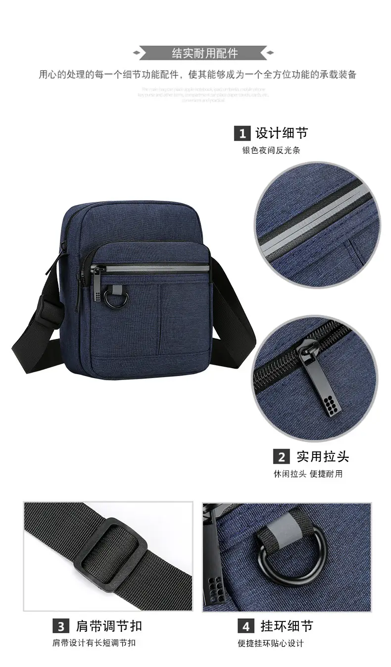 Men's Blue Nylon Shoulder Messenger Bag Set — feature 5